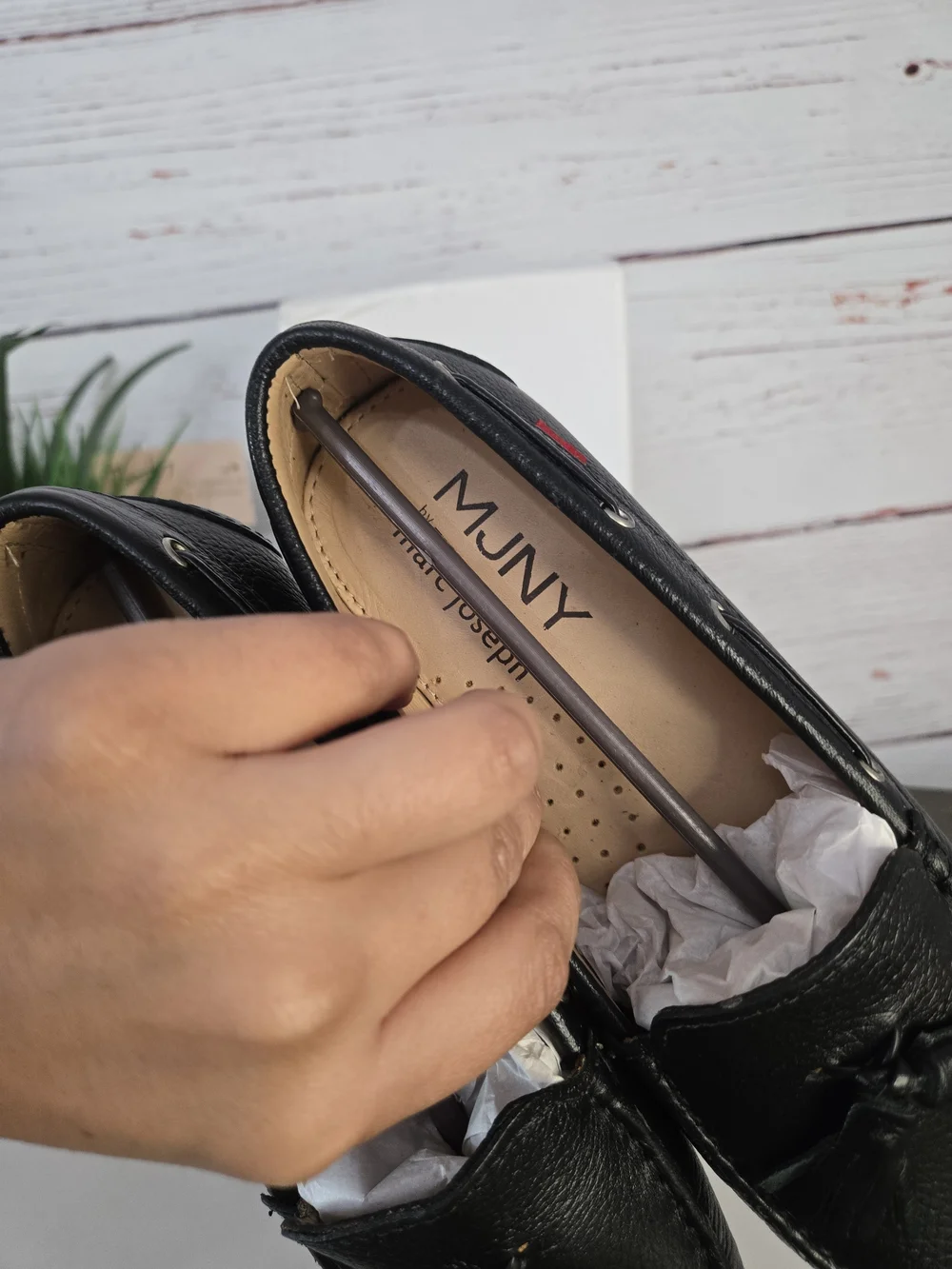 MJNY Marc Joseph Murray Hill Black Grainy Leather Tassel Driving Loafers Size 6